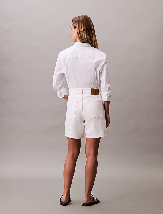Calvin Klein Calvin Klein Kadın Normal Kalıp Pamuklu Kısa Beyaz Şort LV047B976G-5DC