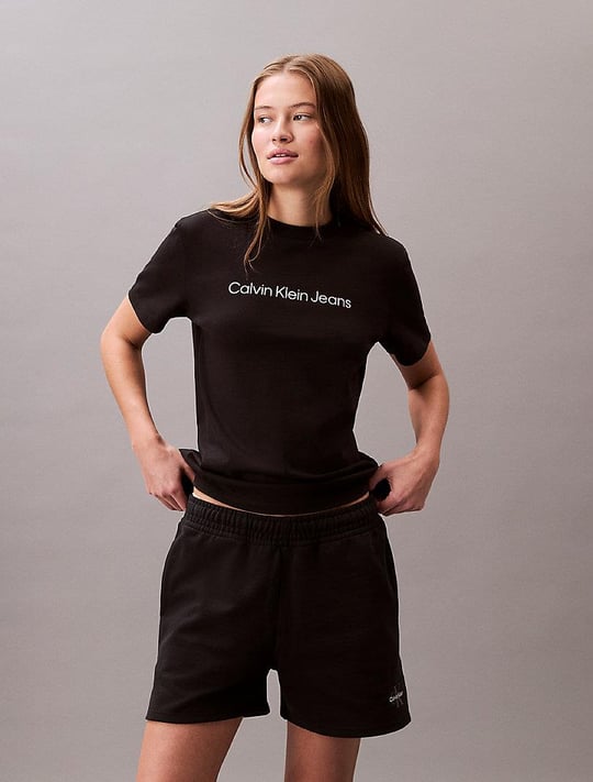 Calvin Klein Calvin Klein Kadın Normal Kalıp Elastik Bel Bantlı Yüksek Bel Monogram Logolu Siyah Şort LV047B271G-UB1