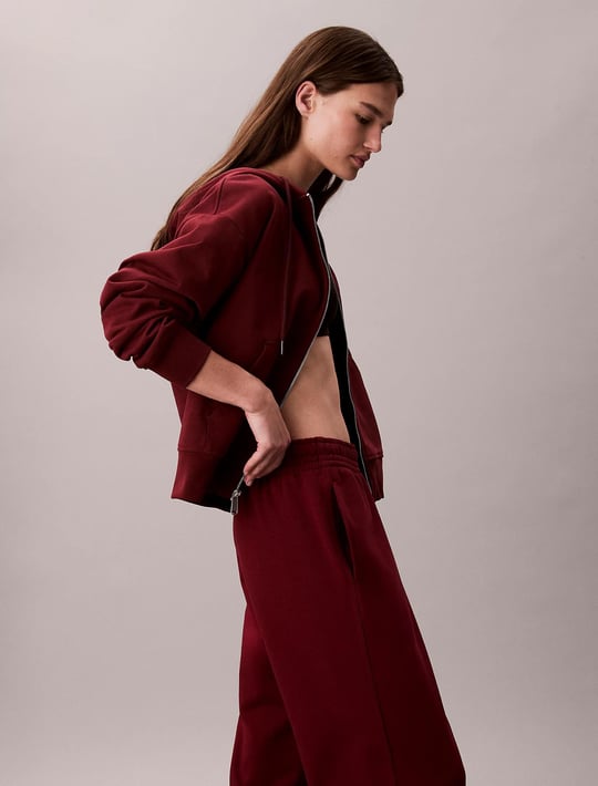 Calvin Klein Calvin Klein Kadın Normal Kesim Beli ve Paçası Lastikli Pamuk Karışımlı CK Logolu Kırmızı Eşofman Altı LV047B235G-WCV