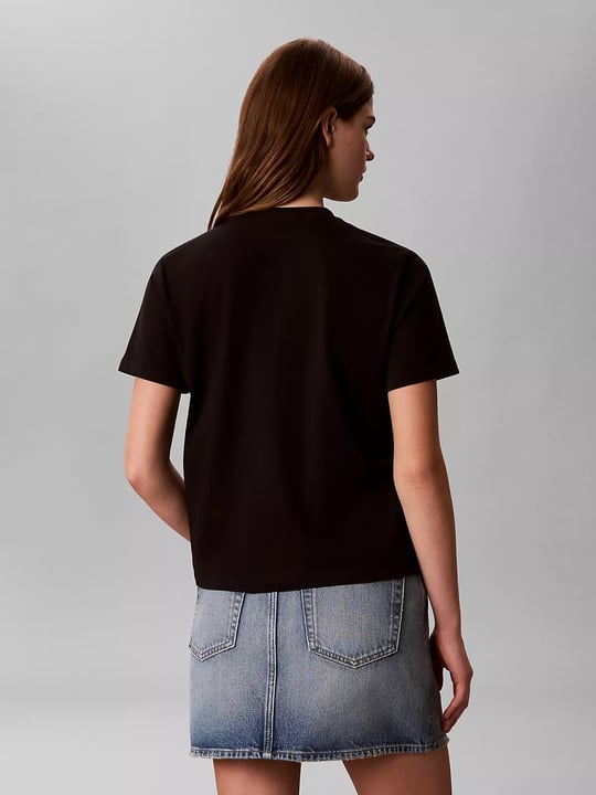 Calvin Klein Calvin Klein Kadın Normal Kesim Yuvarlak Yakalı Logo Baskılı Pamuklu Kısa Kollu Siyah T-Shirt LV047G804G-UB1