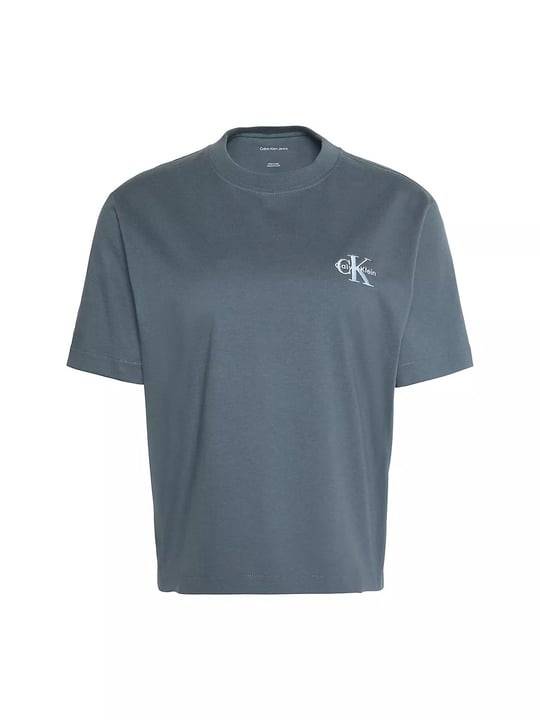 Calvin Klein Calvin Klein Kadın Normal Kalıp Pamuklu Yuvarlak Yakalı CK Logo Baskılı Kısa Kollu Antrasit T-Shirt LV047G826G-CEG