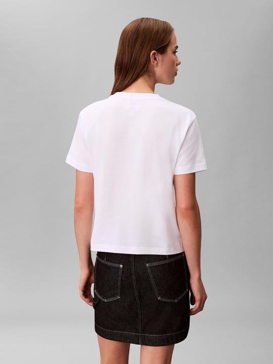 Calvin Klein Calvin Klein Kadın Normal Kesim Yuvarlak Yakalı Pamuklu Logo Nakışlı Kısa Kollu Beyaz T-Shirt LV044C905G-YAA