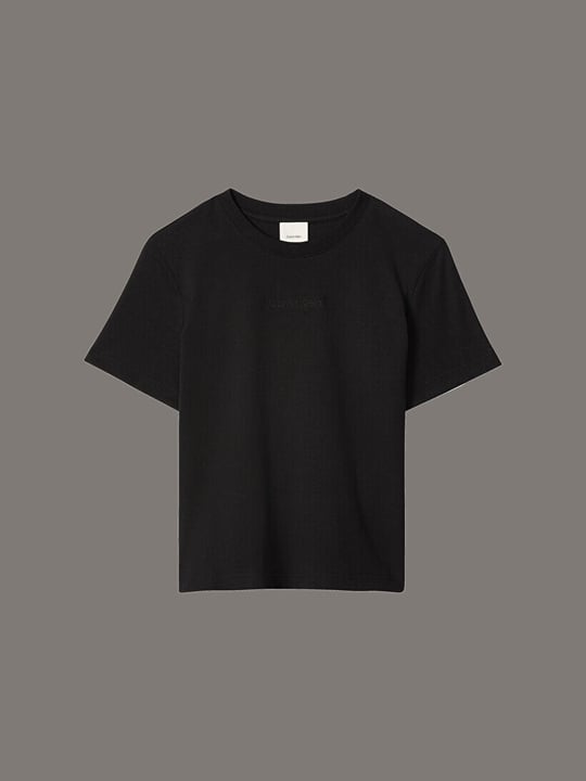 Calvin Klein Calvin Klein Kadın Normal Kesim Yuvarlak Yakalı Pamuklu Logo Nakışlı Kısa Kollu Siyah T-Shirt LV044C905G-UB1