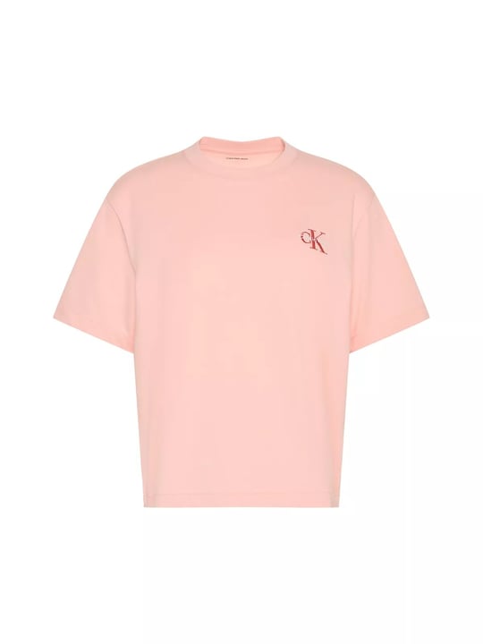 Calvin Klein Calvin Klein Kadın Normal Kalıp Pamuklu Yuvarlak Yakalı CK Logo Baskılı Kısa Kollu Pembe T-Shirt LV047G826G-4TJ