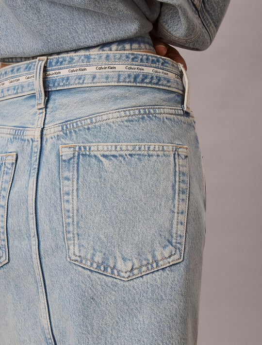 Calvin Klein Calvin Klein Kadın Normal Kalıp Pamuklu Mini Denim Mavi Etek LV047G727G-YP3