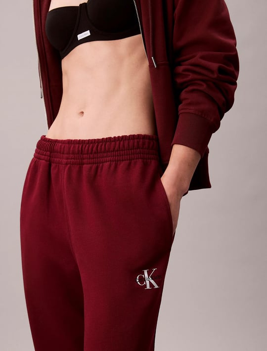 Calvin Klein Calvin Klein Kadın Normal Kesim Beli ve Paçası Lastikli Pamuk Karışımlı CK Logolu Kırmızı Eşofman Altı LV047B235G-WCV