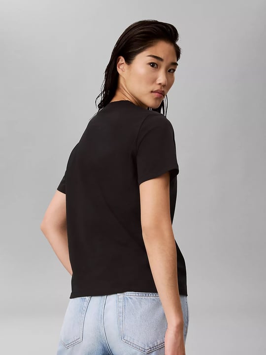 Calvin Klein Calvin Klein Kadın Normal Kalıp CK Logo Baskılı Yuvarlak Yakalı Kısa Kollu Siyah T-Shirt LV047H800G-UB1