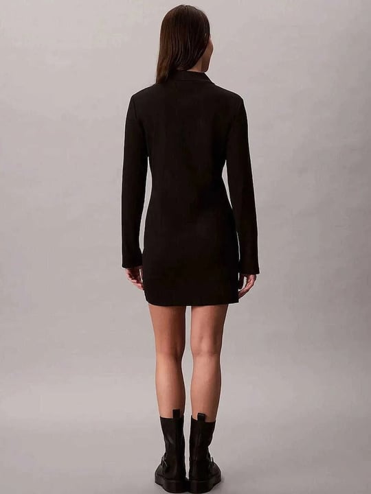 Calvin Klein Calvin Klein Kadın Normal Kalıp Yuvarlak Yakalı Logo Nakışlı Örme Mini Siyah Elbise LV047H319G-UB1