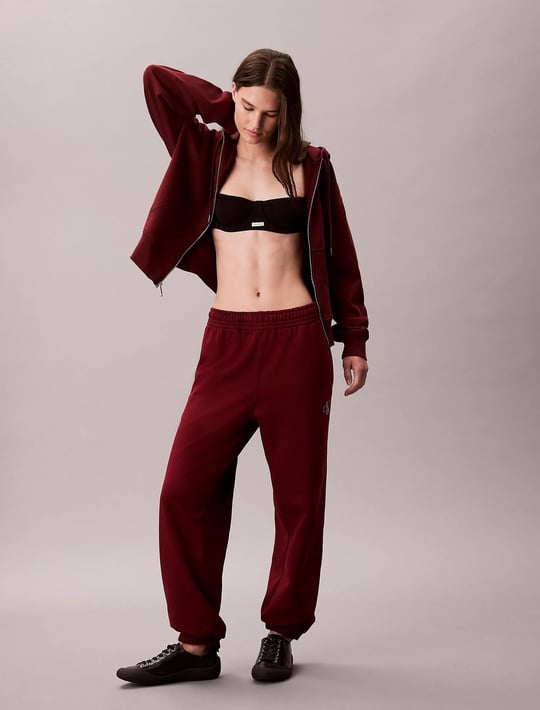 Calvin Klein Calvin Klein Kadın Normal Kesim Beli ve Paçası Lastikli Pamuk Karışımlı CK Logolu Kırmızı Eşofman Altı LV047B235G-WCV