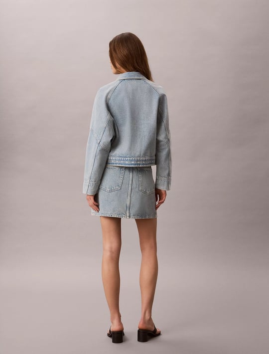 Calvin Klein Calvin Klein Kadın Normal Kalıp Pamuklu Mini Denim Mavi Etek LV047G727G-YP3