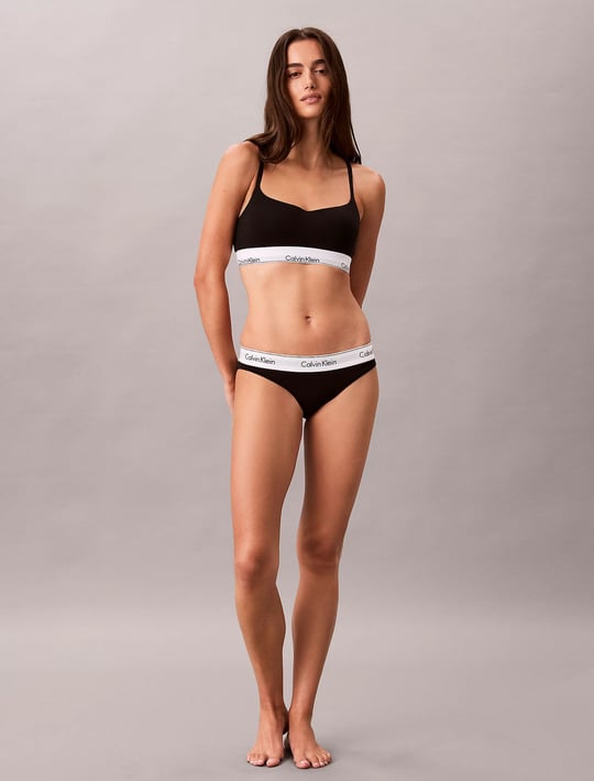 Calvin Klein Calvin Klein Kadın Pamuk Modal Hafif Dolgulu Balensiz Çapraz Askı Uyumlu Siyah Bralet LV00QF8994-UB1