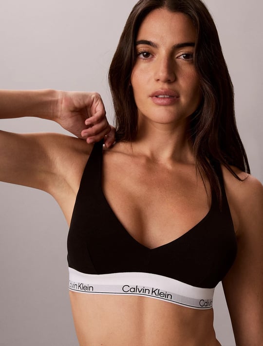 Calvin Klein Calvin Klein Kadın Pamuk Modal Balensiz Push Up Üçgen Kaplı Çıkarılabilir Dolgulu Siyah Bralet LV00QF8990-UB1