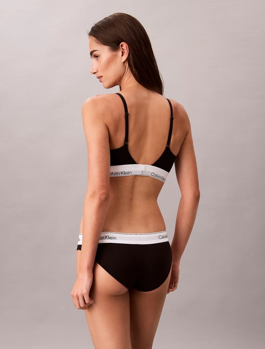 Calvin Klein Calvin Klein Kadın Pamuk Modal Hafif Dolgulu Balensiz Çapraz Askı Uyumlu Siyah Bralet LV00QF8994-UB1
