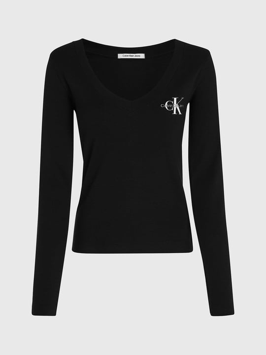 Calvin Klein Calvin Kleın Kadın Pamuklu Uzun Kol Dokuma Günlük Kullanım Siyah Bluz J20J222023-BEH