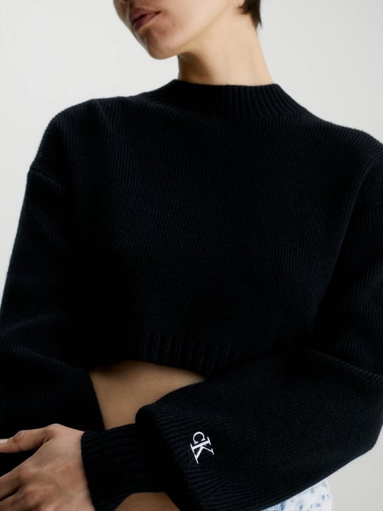 Calvin Klein Calvin Kleın Kadın Pamuklu Yuvarlak Yaka Marka Logolu Siyah Kazak J20J221962-BEH