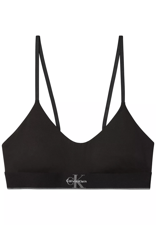 Calvin Klein Calvin Klein Kadın Pamuklu Dolgusuz Logo Etiketli Elastik Bel Bantlı Siyah Büstiyer LV00QF8814-UB1