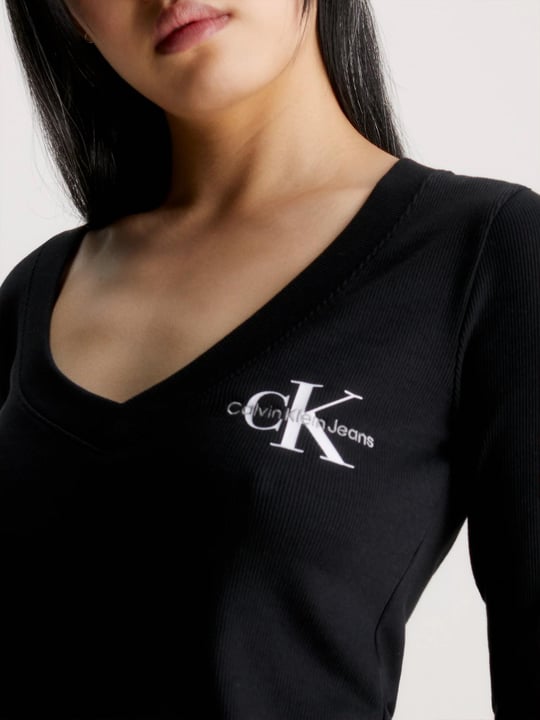 Calvin Klein Calvin Kleın Kadın Pamuklu Uzun Kol Dokuma Günlük Kullanım Siyah Bluz J20J222023-BEH