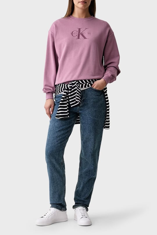 Calvin Klein Calvin Klein Kadın Pamuklu CK Logo Detaylı Uzun Kollu Lila Sweatshirt LV047B234G-VCB