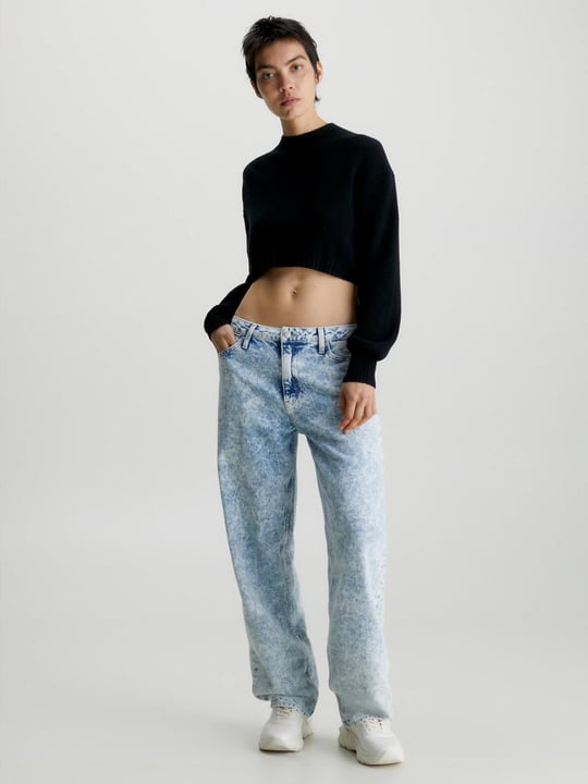 Calvin Klein Calvin Kleın Kadın Pamuklu Yuvarlak Yaka Marka Logolu Siyah Kazak J20J221962-BEH
