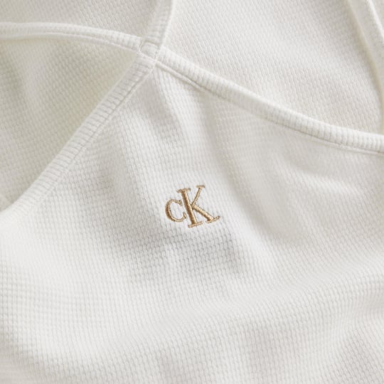 Calvin Klein Calvin Kleın Kadın Pamuklu Logo Detaylı İp Askılı Beyaz Elbise J20J220752-0IN