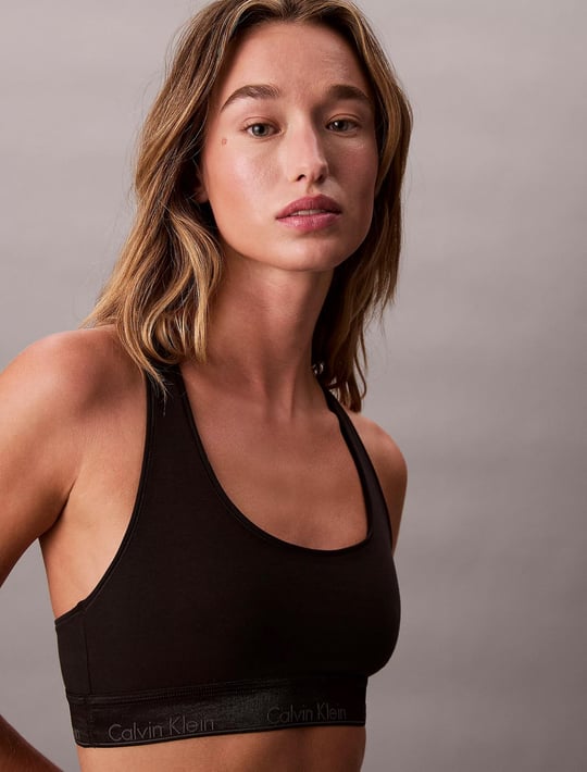 Calvin Klein Calvin Klein Kadın Pamuklu Balensiz Yumuşak İç Dolgulu Elastik Bel Lastikli Siyah Sütyen LV00QF8547-UB1