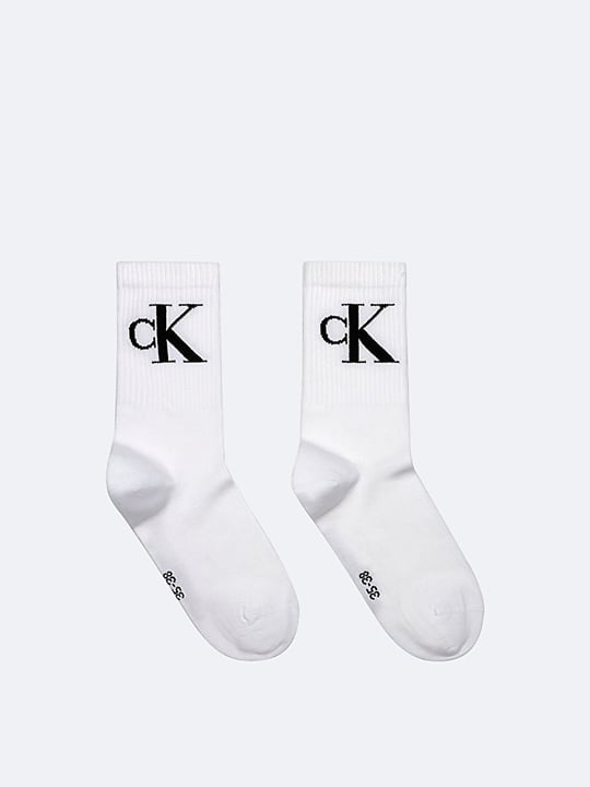 Calvin Klein Calvin Klein Kadın Pamuklu CK Logo Detaylı Uzun İkili Paket Beyaz Çorap C701228811-002