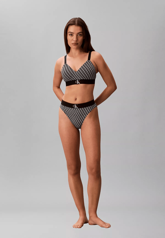 Calvin Klein Calvin Klein Kadın Pamuklu Elastik Logo Desenli Bel Bantlı Siyah Büstiyer LV00QF8877-2Y1