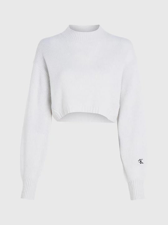 Calvin Klein Calvin Kleın Kadın Pamuklu Yuvarlak Yaka Marka Logolu Ekru Kazak J20J221962-YBI