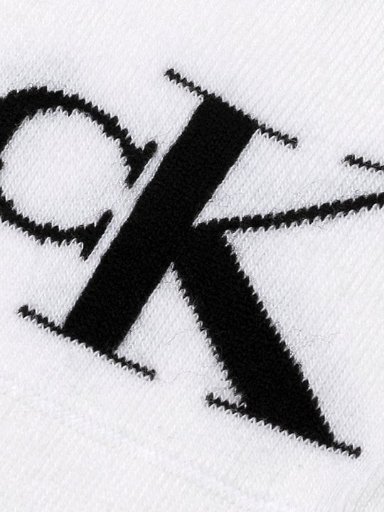 Calvin Klein Calvin Klein Kadın Pamuklu Yumuşak Kumaş CK Logo İşlemeli İkili Paket Beyaz Çorap C701228817-002