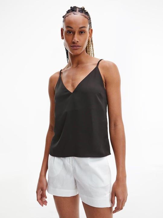 Calvin Klein Calvin Kleın Kadın Pamuklu V Yaka Regular Fit Siyah Bluz K20K203781-BEH