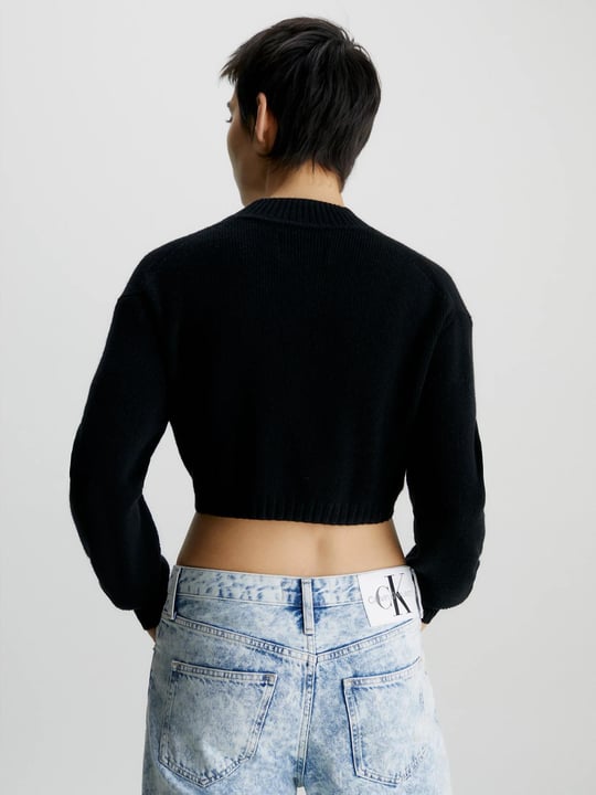 Calvin Klein Calvin Kleın Kadın Pamuklu Yuvarlak Yaka Marka Logolu Siyah Kazak J20J221962-BEH