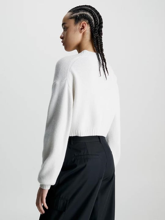 Calvin Klein Calvin Kleın Kadın Pamuklu Yuvarlak Yaka Marka Logolu Ekru Kazak J20J221962-YBI