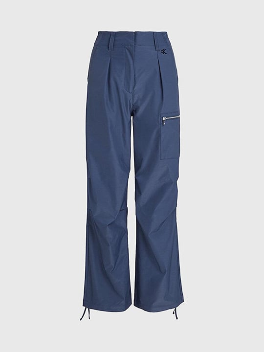 Calvin Klein Calvin Kleın Kadın Paraşüt Fermuarlı Pileli Düz Yan Cepli Mavi Pantolon J20J221859-0IM