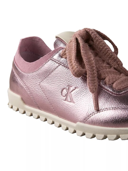 Calvin Klein Calvin Klein Kadın Parlak Folyo Kaplama Deri Monogram Logolu Yedek Bağcıklı Pembe Sneaker HW0HW03305-02J