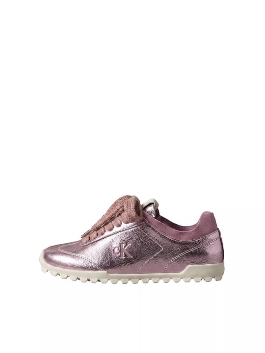 Calvin Klein Calvin Klein Kadın Parlak Folyo Kaplama Deri Monogram Logolu Yedek Bağcıklı Pembe Sneaker HW0HW03305-02J
