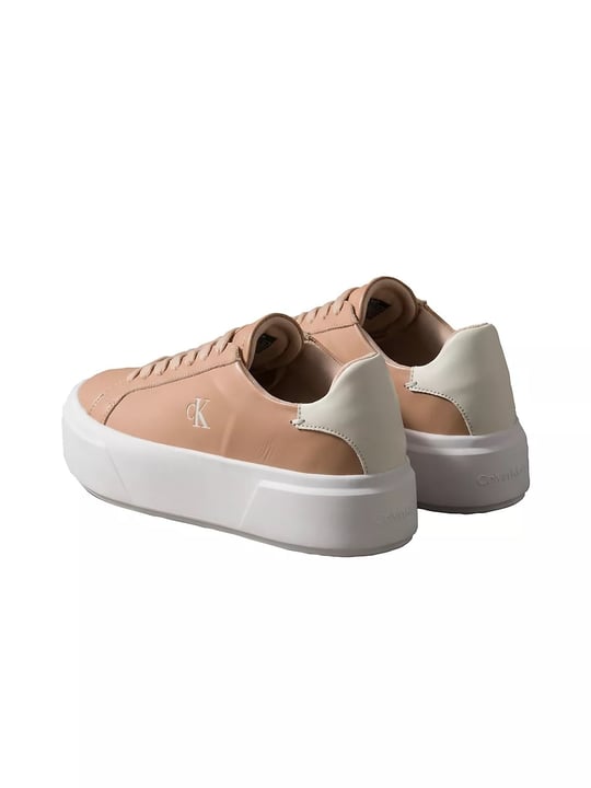 Calvin Klein Calvin Klein Kadın Platform Taban CK Logolu Deri Bej Sneaker YW0YW01928-0J7