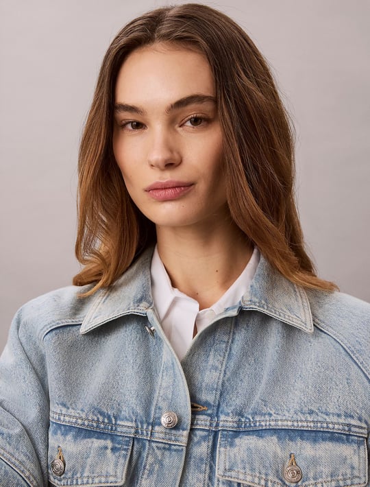 Calvin Klein Calvin Klein Kadın Rahat Kesim Cep Detaylı Uzun Kollu Denim Mavi Ceket LV047G726G-YP3