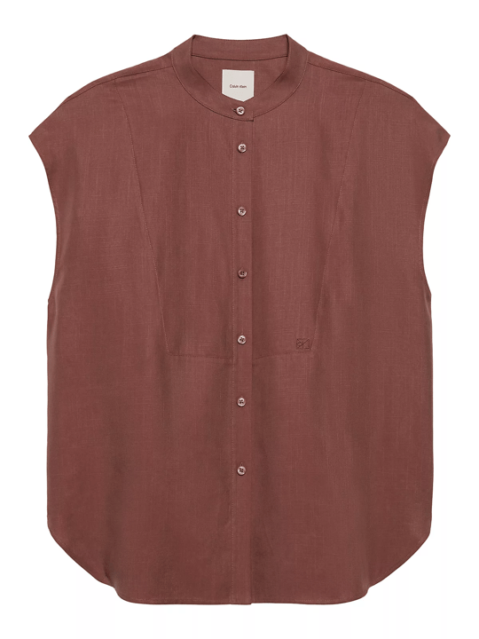 Calvin Klein Calvin Klein Kadın Rahat Kalıp Kısa Kollu Dikiş Detaylı Bordo Gömlek LV047F109G-41J