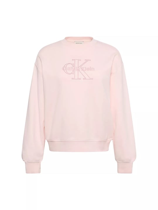 Calvin Klein Calvin Klein Kadın Rahat Kesim CK Logo İşlemeli Yuvarlak Yakalı Uzun Kollu Pembe Sweatshirt LV047G820G-VG3