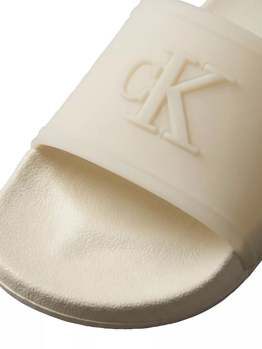 Calvin Klein Calvin Klein Kadın Rahat Taban Logo Dokulu Ekru Terlik HW0HW02959-PDV
