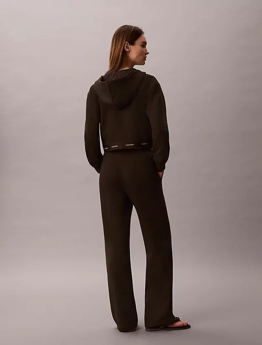 Calvin Klein Calvin Klein Kadın Rahat Kesim Lastikli Yüksek Belli Geniş Paçalı Pamuklu Pileli Koyu Kahve Eşofman Altı LV047G253G-TO2