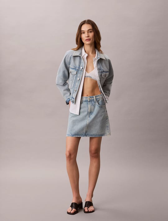 Calvin Klein Calvin Klein Kadın Rahat Kesim Cep Detaylı Uzun Kollu Denim Mavi Ceket LV047G726G-YP3