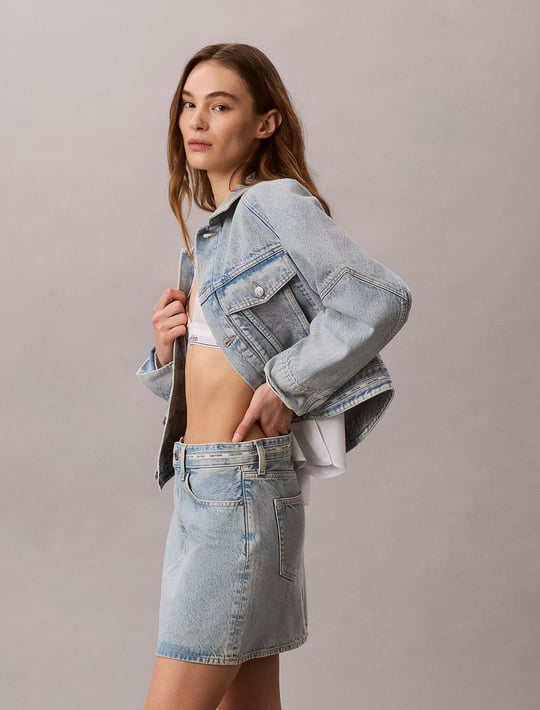 Calvin Klein Calvin Klein Kadın Rahat Kesim Cep Detaylı Uzun Kollu Denim Mavi Ceket LV047G726G-YP3