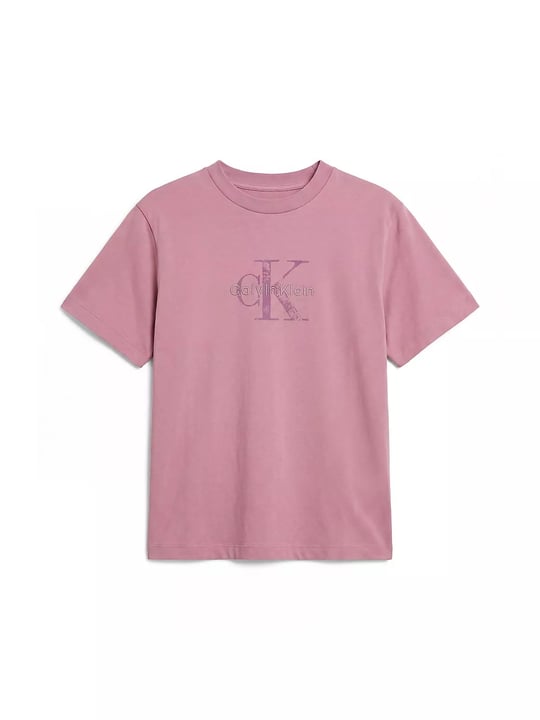 Calvin Klein Calvin Klein Kadın Regular Fit Yuvarlak Yakalı Pamuklu Logo Nakışlı Kısa Kollu Pembe T-Shirt LV047H802G-VCB