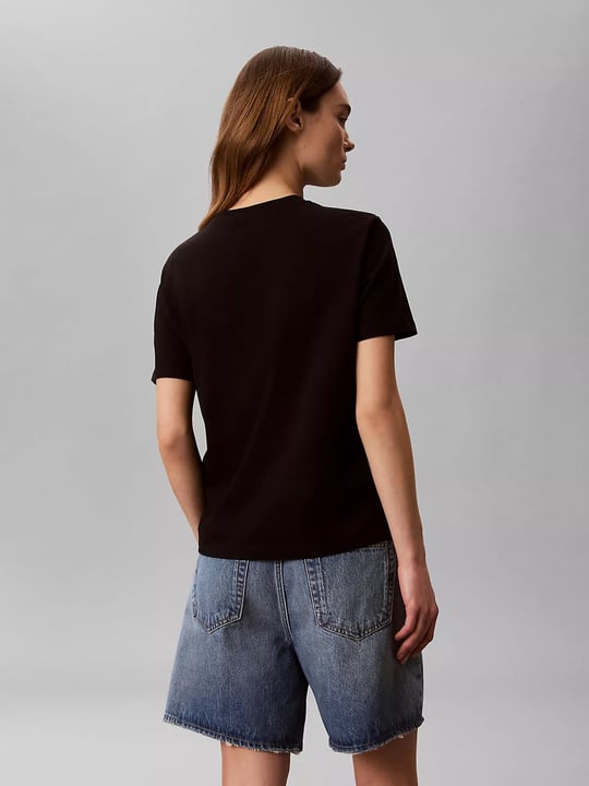 Calvin Klein Calvin Klein Kadın Regular Fit Yuvarlak Yakalı Logo Baskılı Kısa Kollu Crop Siyah T-Shirt LV044G801G-UB1