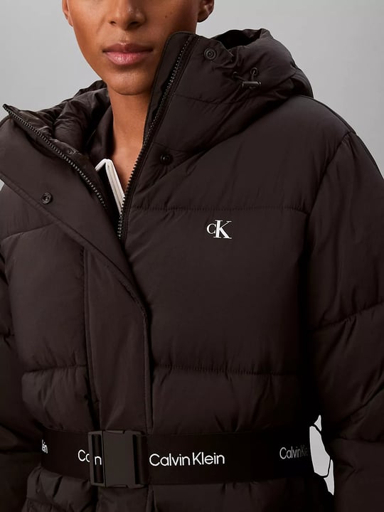 Calvin Klein Calvin Klein Kadın Regular Fit Su ve Rüzgar İtici Kapüşonlu Çıkarılabilir Logo Kemerli Şişme Siyah Mont LV047D507G-UB1