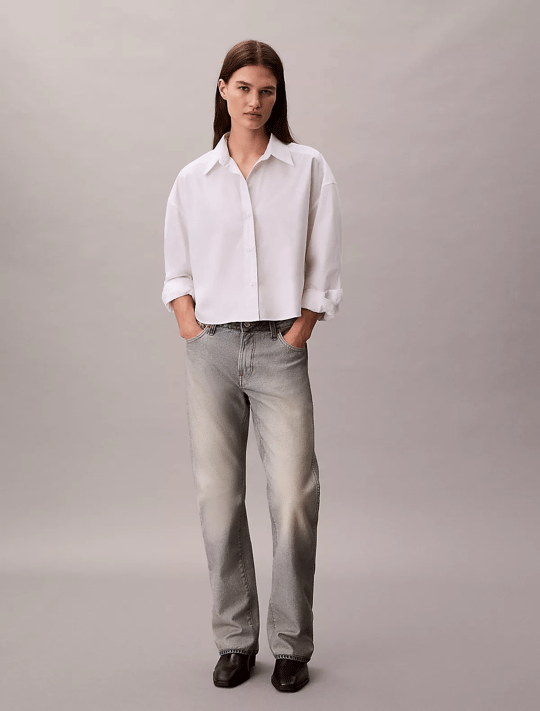 Calvin Klein Calvin Klein Kadın Regular Fit Gömlek Yaka Uzun Kollu Beyaz Gömlek LV044E170G-YAA
