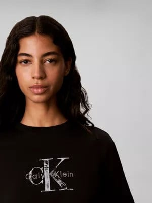 Calvin Klein Calvin Klein Kadın Regular Fit Yuvarlak Yakalı Pamuklu Logo Nakışlı Kısa Kollu Siyah T-Shirt LV047H802G-UB1