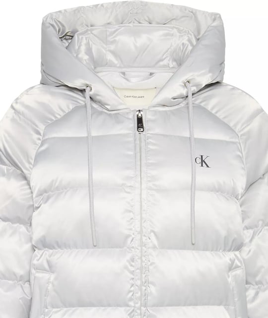 Calvin Klein Calvin Klein Kadın Regular Fit Kapüşonlu Kapitone Desenli Kaz Tüyü Dolgulu Uzun Kollu Gri Mont LV047E509G-QBW