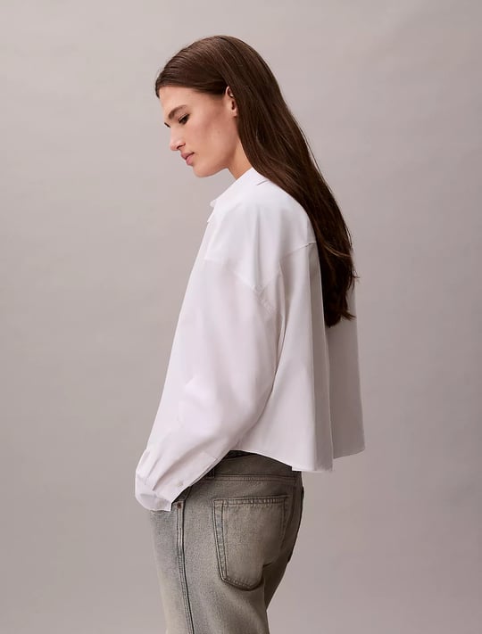 Calvin Klein Calvin Klein Kadın Regular Fit Gömlek Yaka Uzun Kollu Beyaz Gömlek LV044E170G-YAA